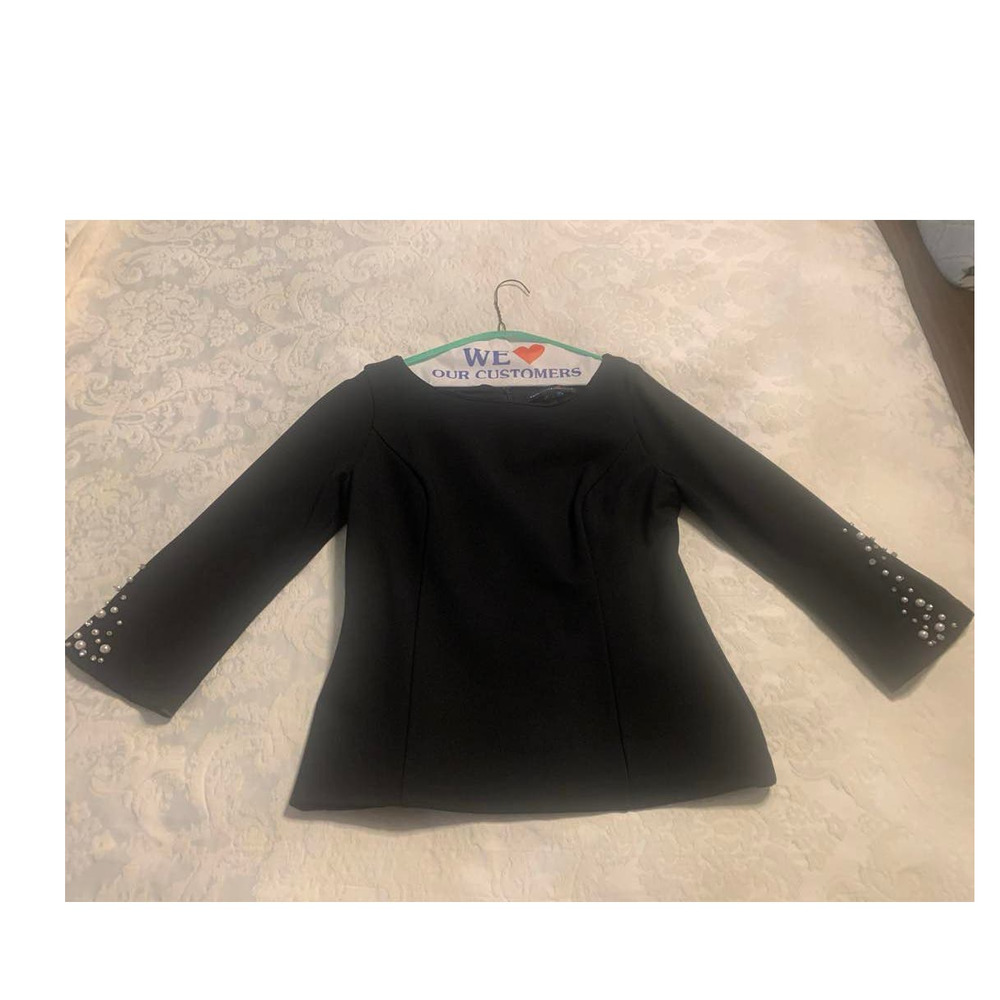 WHBM Black Bodice Top w/Pearls Size 10